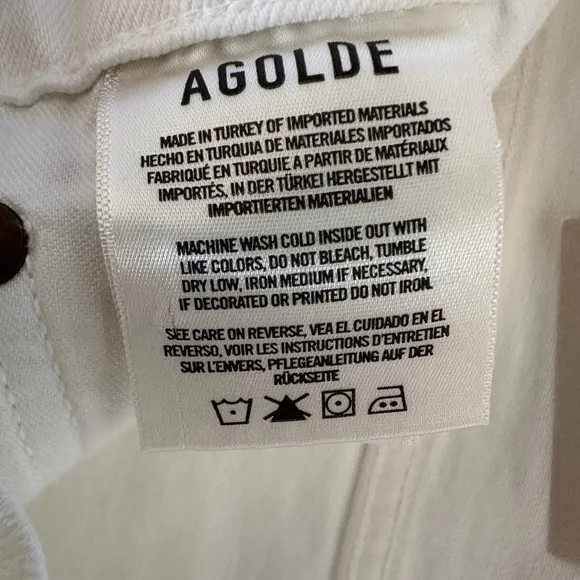 NWT AGOLDE Willow Mid Rise Slim Crop Jean in White (Sour Cream), Size 29