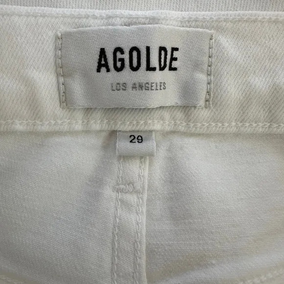 NWT AGOLDE Willow Mid Rise Slim Crop Jean in White (Sour Cream), Size 29