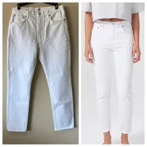 NWT AGOLDE Willow Mid Rise Slim Crop Jean in White (Sour Cream), Size 29