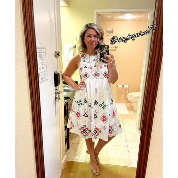 NWT, Anthropologie, Dolly Embroidered Midi Dress