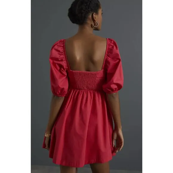 NWT Anthropologie Puff-Sleeve Sweetheart Mini Dress - Small
