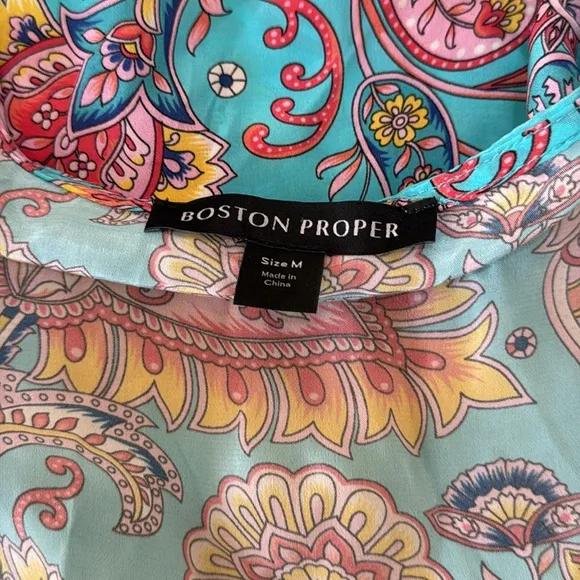 NWT Boston Proper Turquoise Beach Paisley Wrap Dress with Sequin Belt Medium