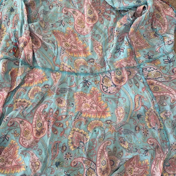 NWT Boston Proper Turquoise Beach Paisley Wrap Dress with Sequin Belt Medium