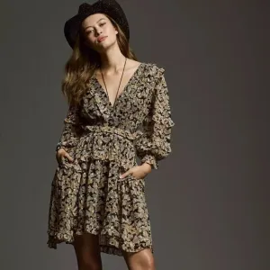 NWT By Anthropologie V-Neck Ruffle Cutout Dress