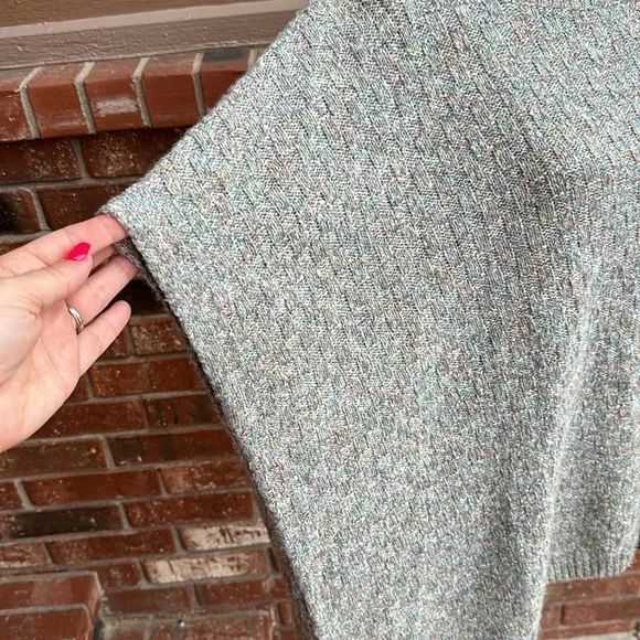 NWT Calme by Johnny Was Basket Weave Knit Poncho Sweater Sage Green One Size