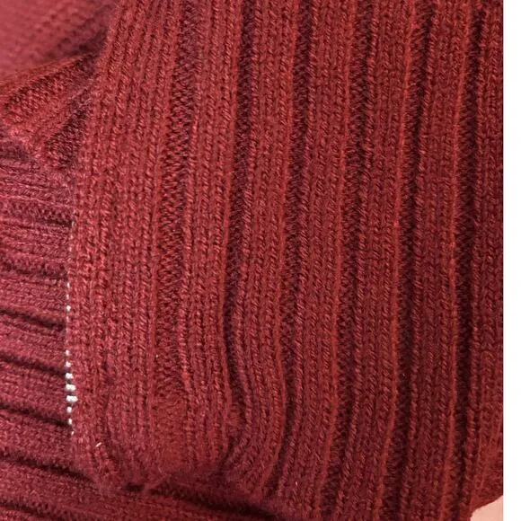 NWT Calvin Klein Sweater Dress Women's Size S Stretch Midi Burgundy Zipper Slit