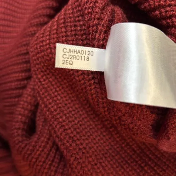 NWT Calvin Klein Sweater Dress Women's Size S Stretch Midi Burgundy Zipper Slit