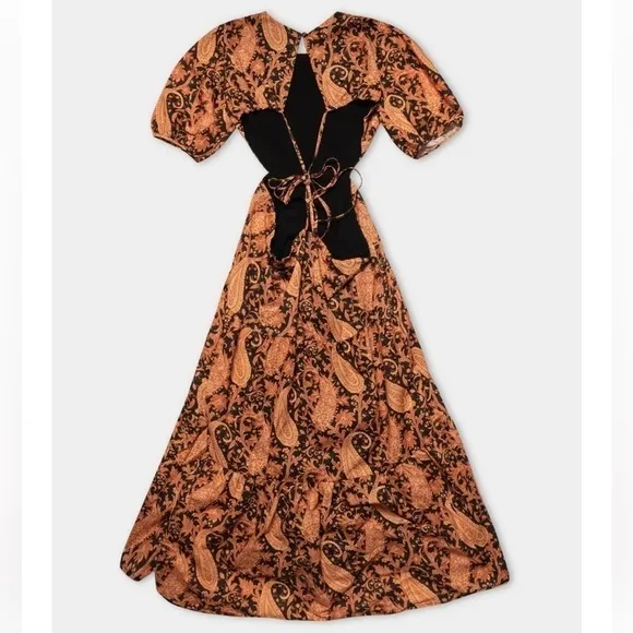 NWT Charlie Holiday X Free People Flores Burnt Paisley Midi Dress. Size 2 (XS).