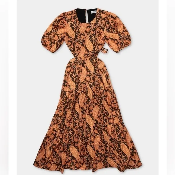 NWT Charlie Holiday X Free People Flores Burnt Paisley Midi Dress. Size 2 (XS).