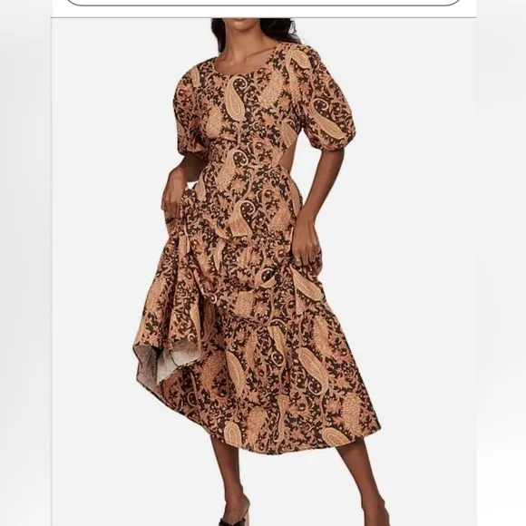 NWT Charlie Holiday X Free People Flores Burnt Paisley Midi Dress. Size 2 (XS).