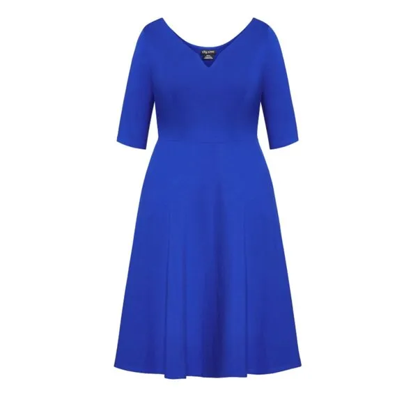 NWT City Chic Dress Cute Girl Elbow Sleeves Lapis XXS = 12 = 0X