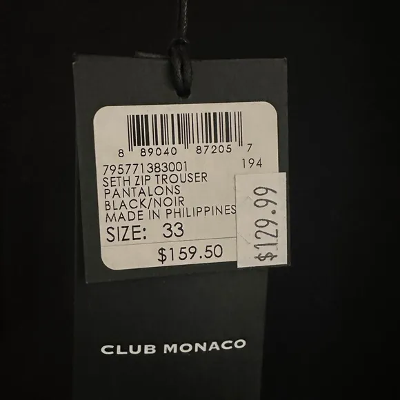 *NWT* CLUB MONACO Seth Ankle Zip Pant