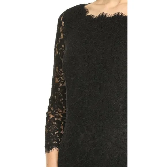 NWT Diane von Furstenberg Black Zarita Lace V-Back Iconic Dress size US 8