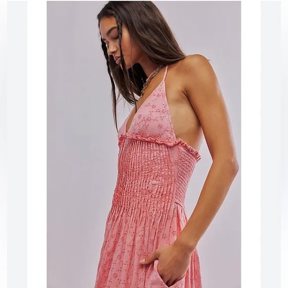 NWT FP Pintuck Paradise Maxi Dress- Pink Iceing