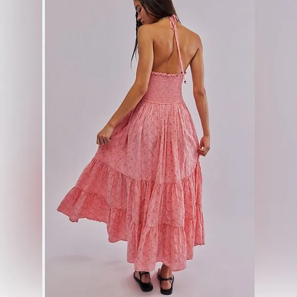 NWT FP Pintuck Paradise Maxi Dress- Pink Iceing