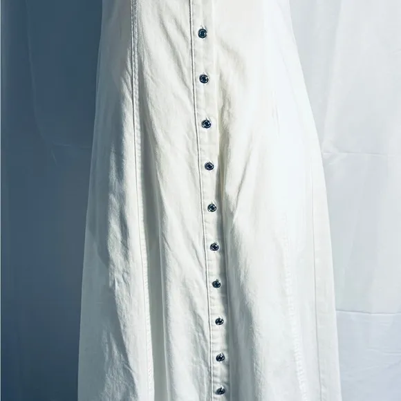 NWT Free People Just Jill Denim Maxi Dress White Ivory‎ Small Western Bohemian