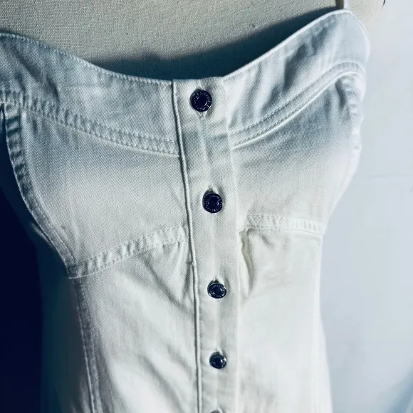 NWT Free People Just Jill Denim Maxi Dress White Ivory‎ Small Western Bohemian