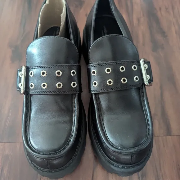 NWT Free People Vagabond Cosmo 2.0 Buckle Loafers Black Leather