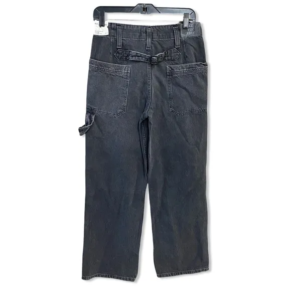 NWT Free People we the free major league mid rise black cargo jeans pants 25