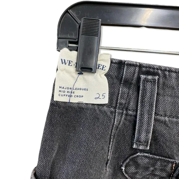 NWT Free People we the free major league mid rise black cargo jeans pants 25
