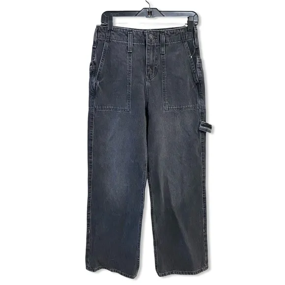 NWT Free People we the free major league mid rise black cargo jeans pants 25