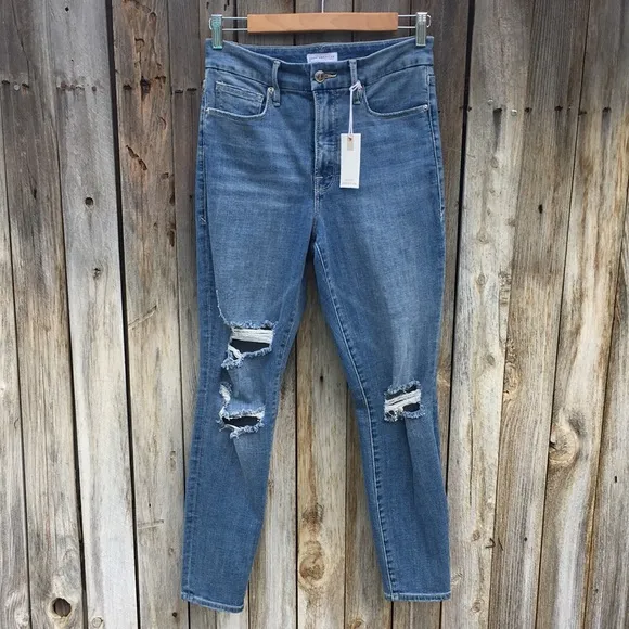 NWT Good American Good Legs Crop Jean Blue 28