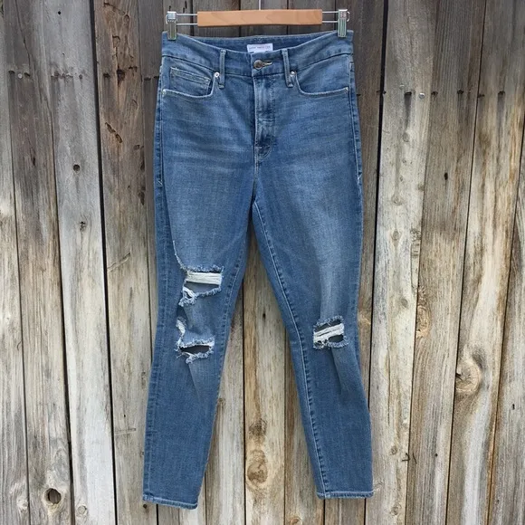 NWT Good American Good Legs Crop Jean Blue 28