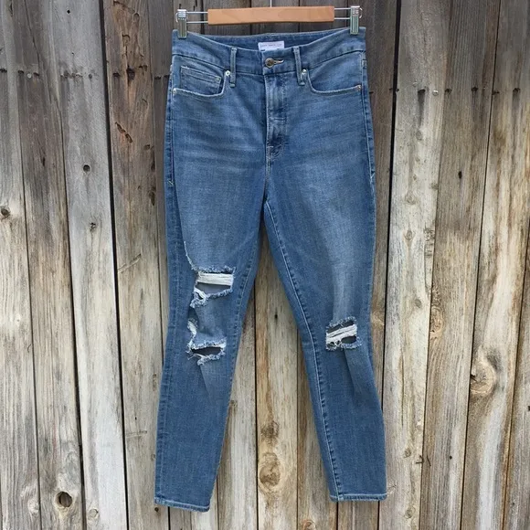 NWT Good American Good Legs Crop Jean Blue 28