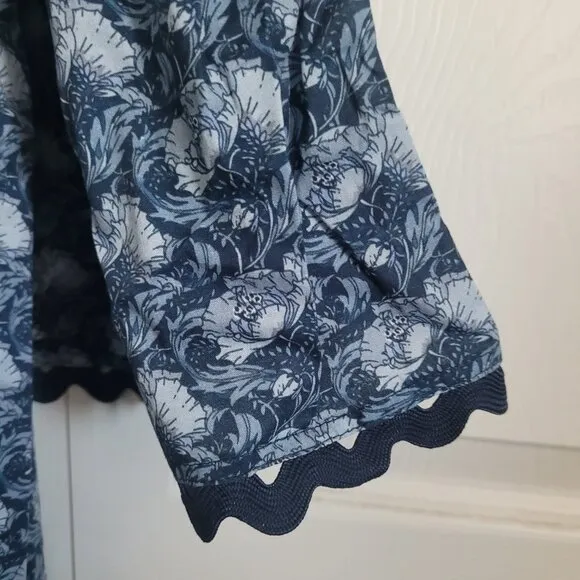 NWT HYACINTH HOUSE By Tuckernuck Women's Midi Dress Blue Floral Size L