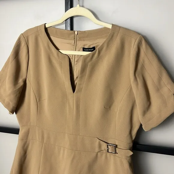 NWT Karen Millen Tailored Military Pleat Notch Neck Wrap Mini Dress Size US 10