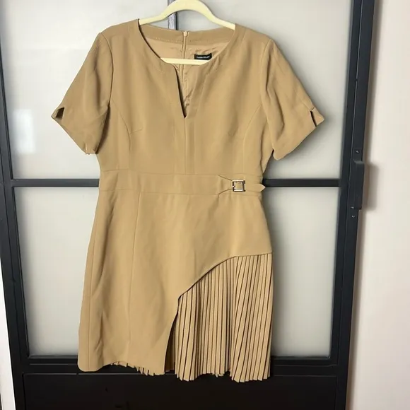 NWT Karen Millen Tailored Military Pleat Notch Neck Wrap Mini Dress Size US 10