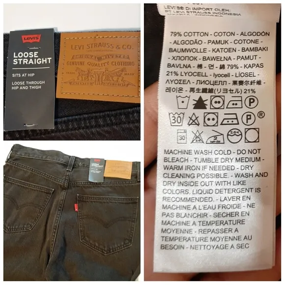 💎NWT Levi's Black Loose Straight Jeans