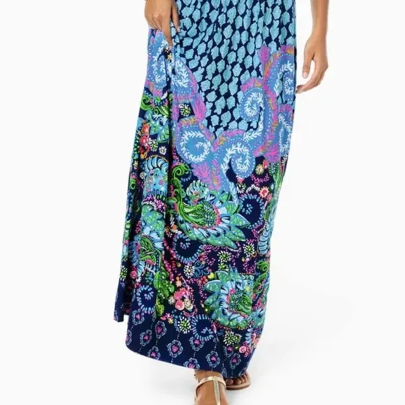 NWT Lilly Pulitzer Giorgina Maxi Dress Multi Ride The Wave Engineered Sz 14, 16
