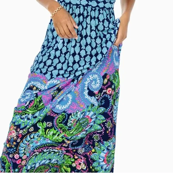 NWT Lilly Pulitzer Giorgina Maxi Dress Multi Ride The Wave Engineered Sz 14, 16