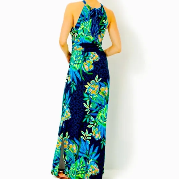 NWT Lilly Pulitzer Orla Halter Stretch Maxi Dress Multi The Hottest Spot M, L,XL