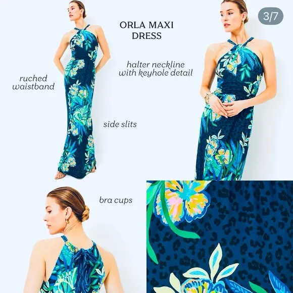 NWT Lilly Pulitzer Orla Halter Stretch Maxi Dress Multi The Hottest Spot M, L,XL