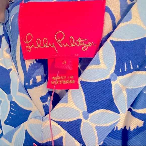 NWT Lilly Pulitzer Serena V-Neck Maxi Dress, Blue Tang Floral, Size 2