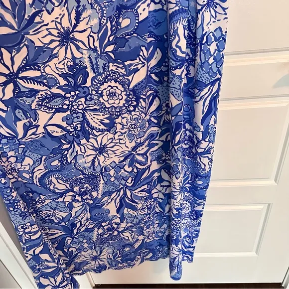 NWT Lilly Pulitzer Serena V-Neck Maxi Dress, Blue Tang Floral, Size 2