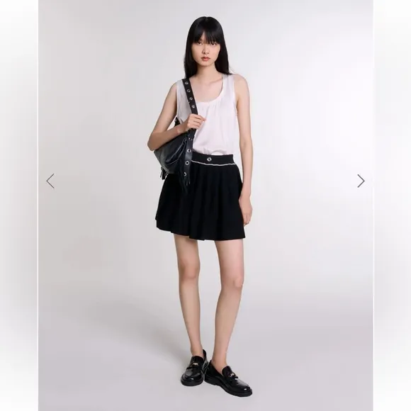 NWT Maje Pleated knit short skirt