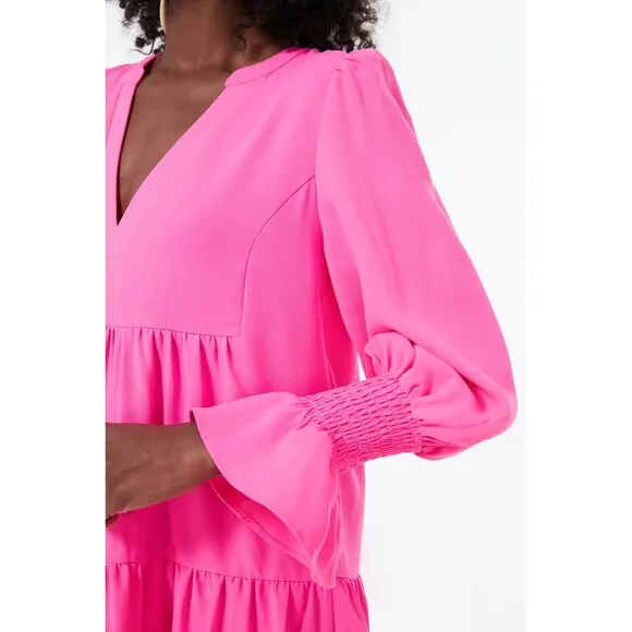 NWT Pomander Place Electric Pink Crepe Kenzo Dress, Size XS
