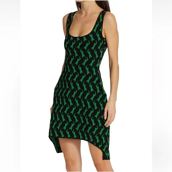NWT Proenza Schouler Parrot Jacquard Sculpted Tank open cut out back mini Dress