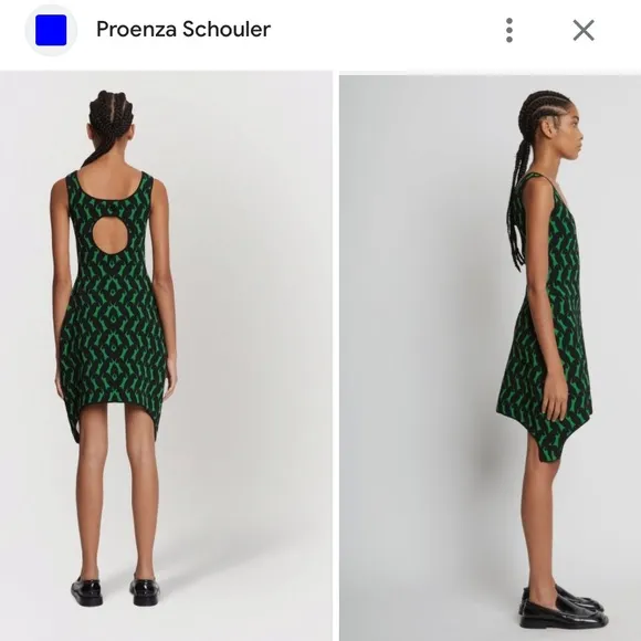 NWT Proenza Schouler Parrot Jacquard Sculpted Tank open cut out back mini Dress