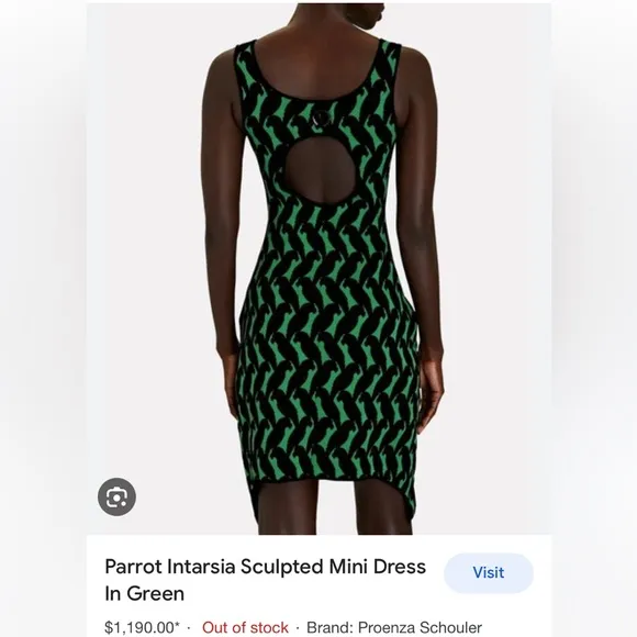 NWT Proenza Schouler Parrot Jacquard Sculpted Tank open cut out back mini Dress
