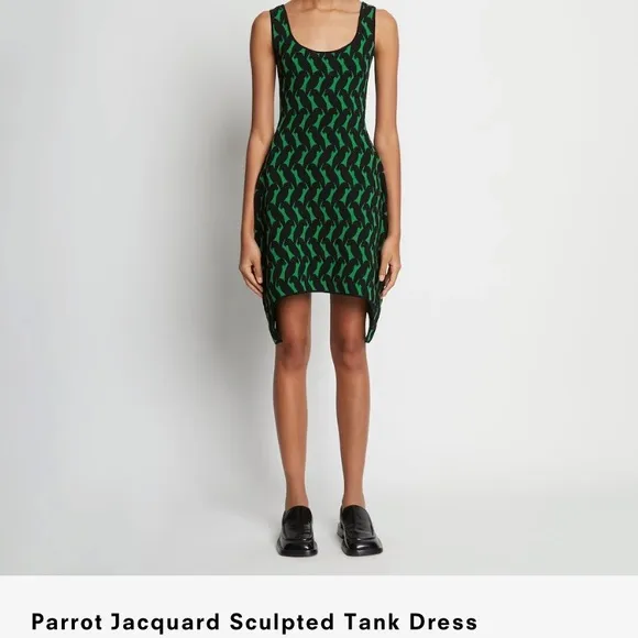 NWT Proenza Schouler Parrot Jacquard Sculpted Tank open cut out back mini Dress