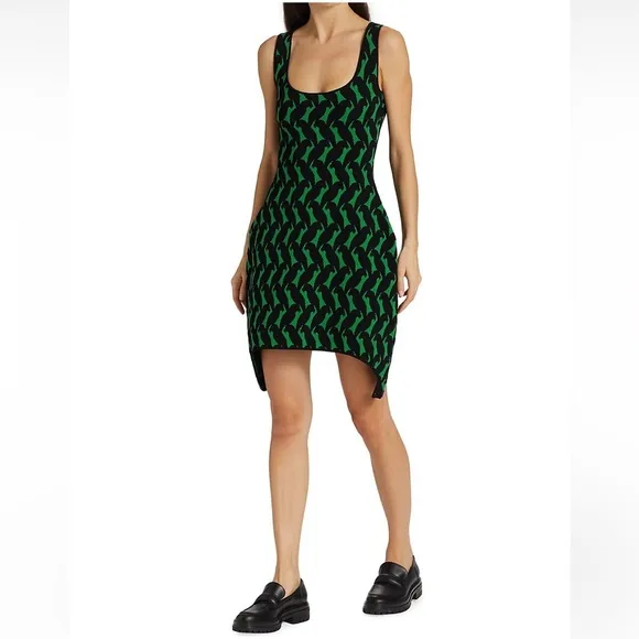 NWT Proenza Schouler Parrot Jacquard Sculpted Tank open cut out back mini Dress