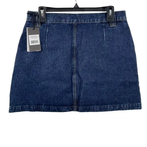 NWT Re/Done 70s Button Front Heritage Rinse Denim A-Line Mini Skirt Size Large