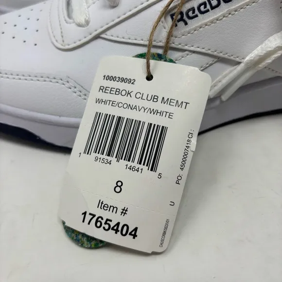 NWT Reebok Club MEMT White Navy Leather Memory Tech Sneakers Size 8