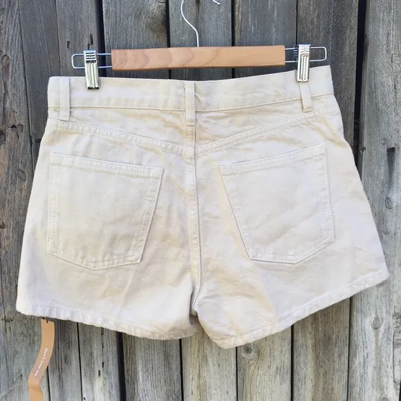 NWT Reformation Charlie Exposed Button Fly Jean Shorts Almond 28