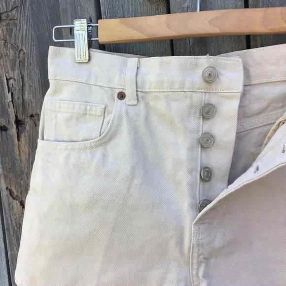 NWT Reformation Charlie Exposed Button Fly Jean Shorts Almond 28