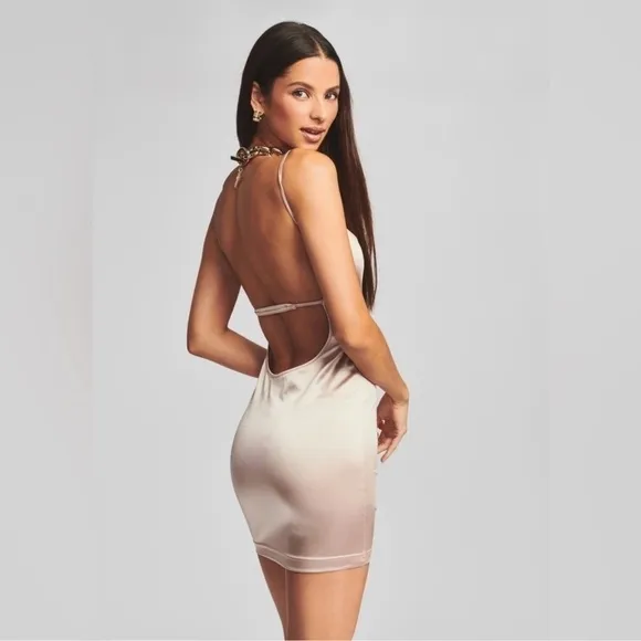 NWT SER.O.YA Lillian Beige Neutral Bodycon Stretch Mini Dress